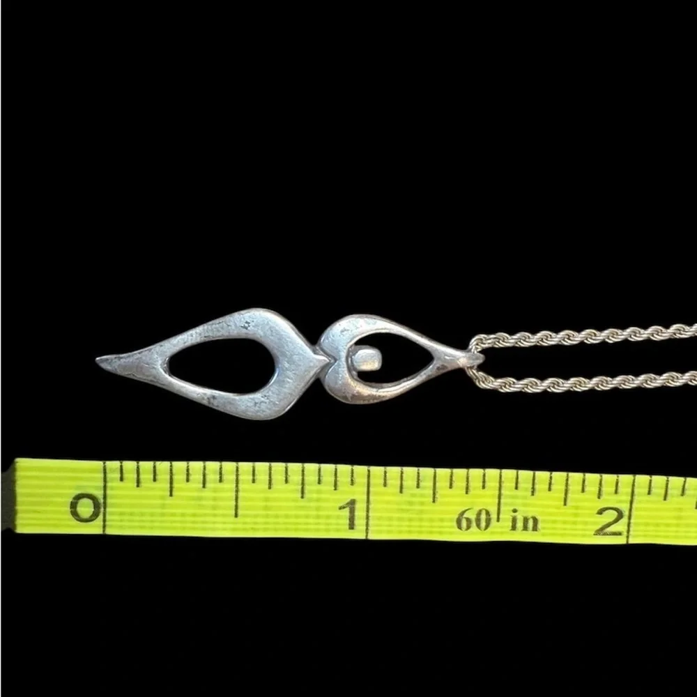 925 Sterling Silver Modernist Female Figure Goddess Fertility Necklace - Picture 3 of 6